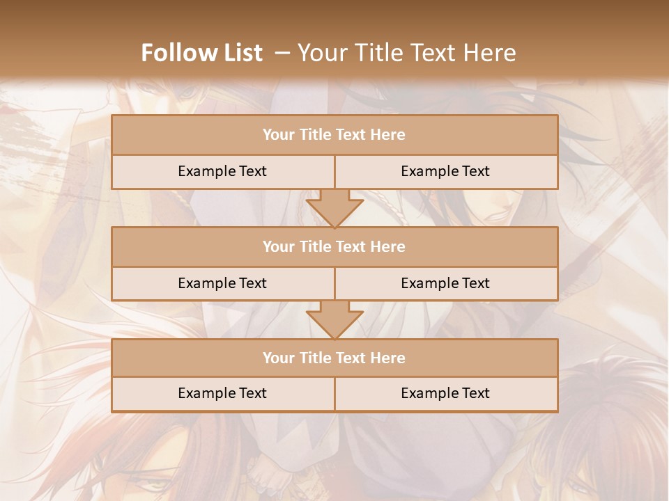 A Group Of Anime Characters On A Brown Background PowerPoint Template