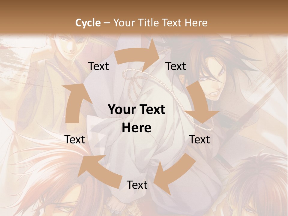 A Group Of Anime Characters On A Brown Background PowerPoint Template