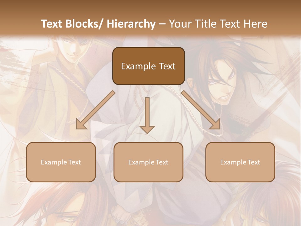 A Group Of Anime Characters On A Brown Background PowerPoint Template