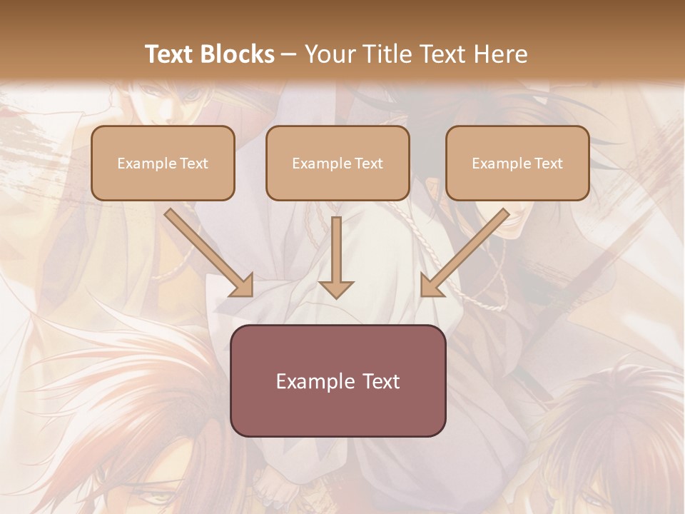 A Group Of Anime Characters On A Brown Background PowerPoint Template
