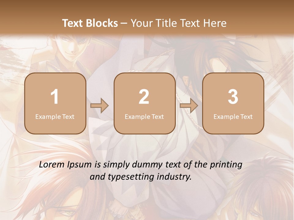 A Group Of Anime Characters On A Brown Background PowerPoint Template