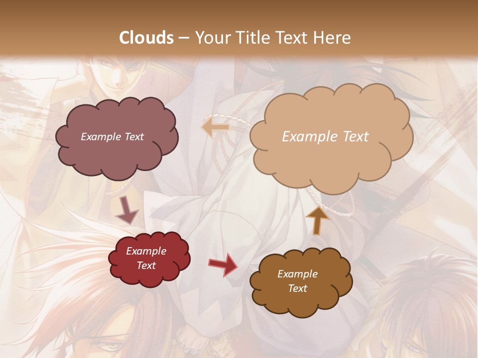 A Group Of Anime Characters On A Brown Background PowerPoint Template