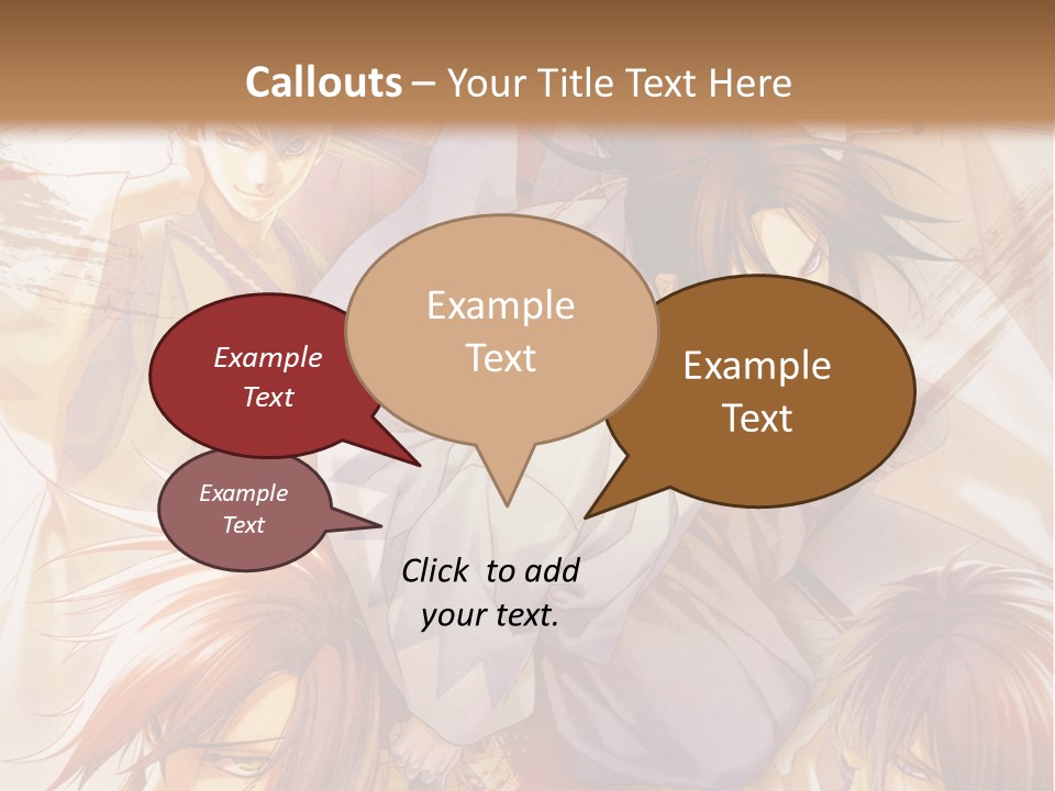 A Group Of Anime Characters On A Brown Background PowerPoint Template