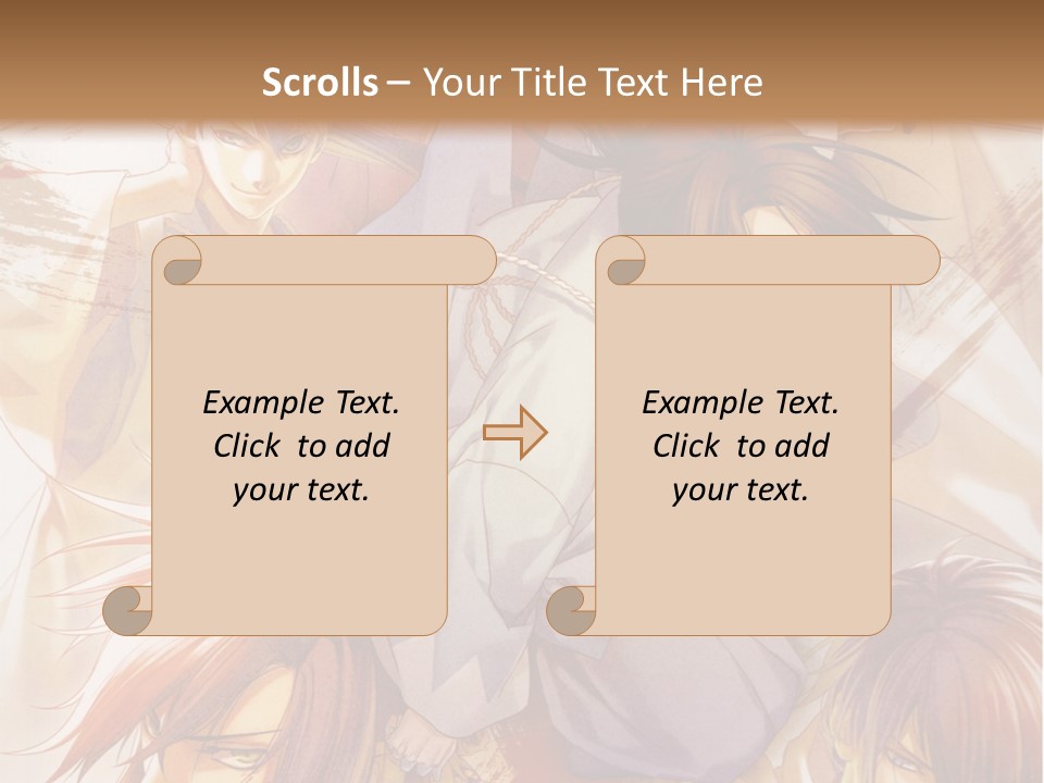 A Group Of Anime Characters On A Brown Background PowerPoint Template