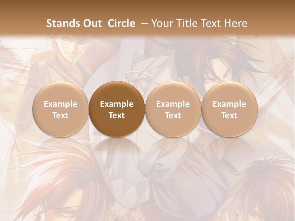 A Group Of Anime Characters On A Brown Background PowerPoint Template