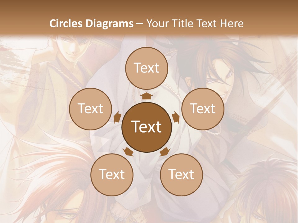 A Group Of Anime Characters On A Brown Background PowerPoint Template