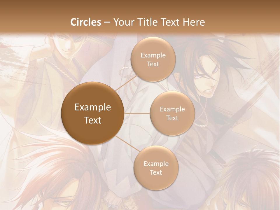 A Group Of Anime Characters On A Brown Background PowerPoint Template