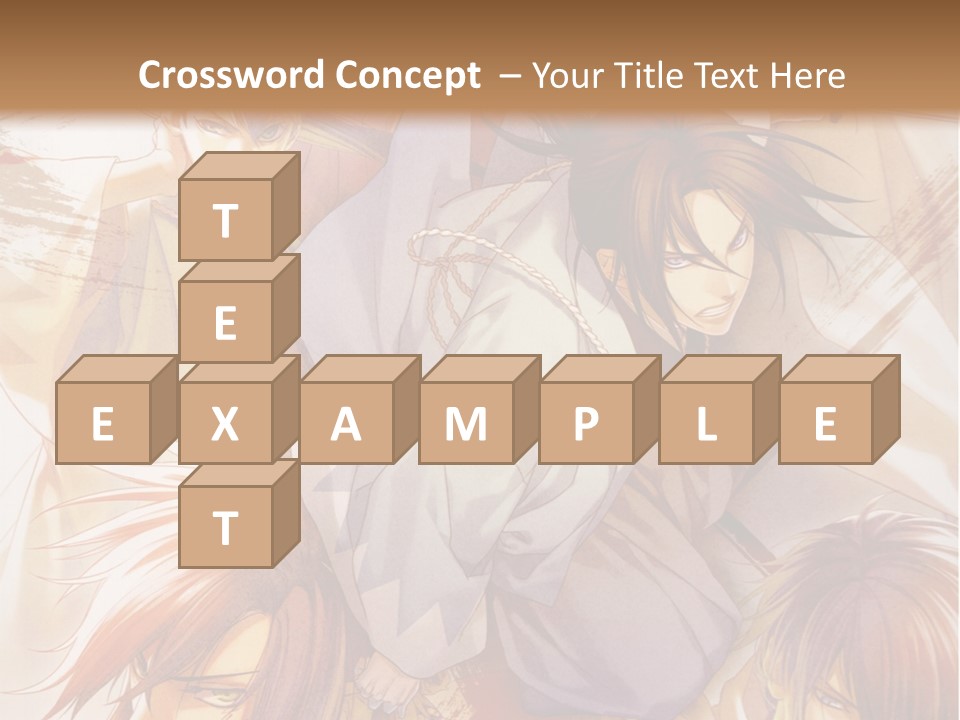A Group Of Anime Characters On A Brown Background PowerPoint Template