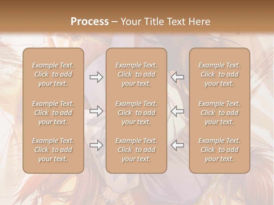 A Group Of Anime Characters On A Brown Background PowerPoint Template