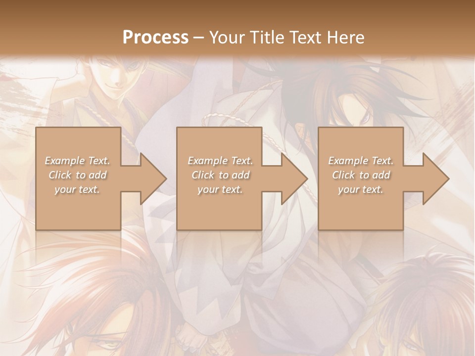 A Group Of Anime Characters On A Brown Background PowerPoint Template