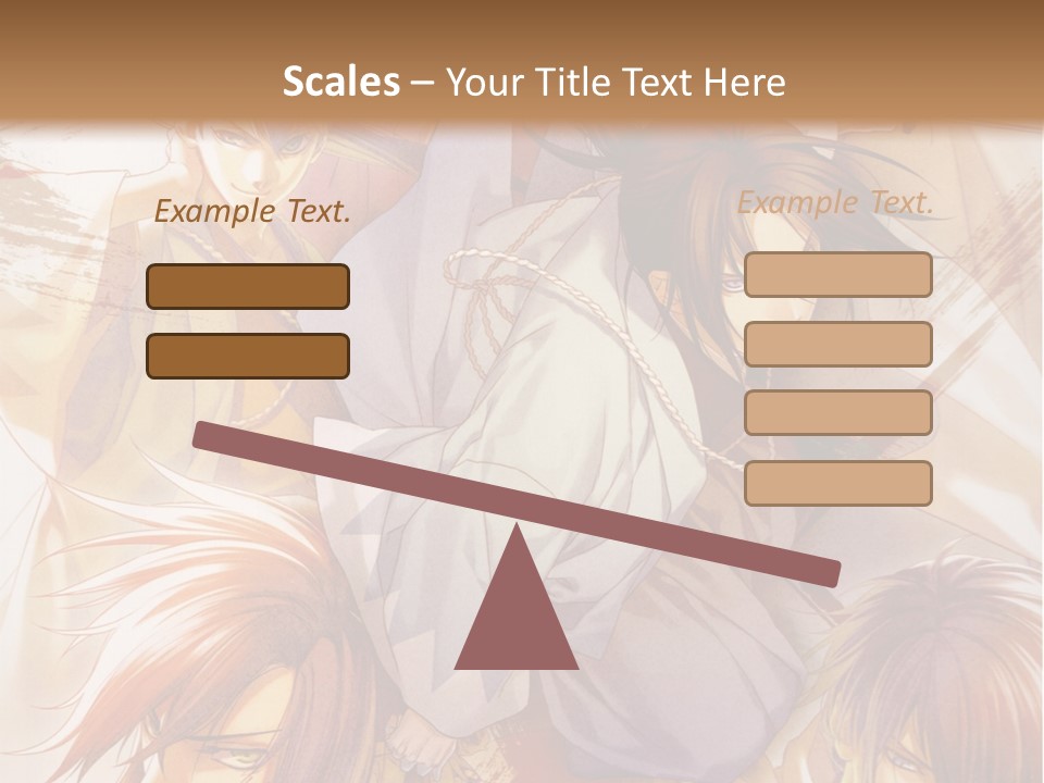 A Group Of Anime Characters On A Brown Background PowerPoint Template