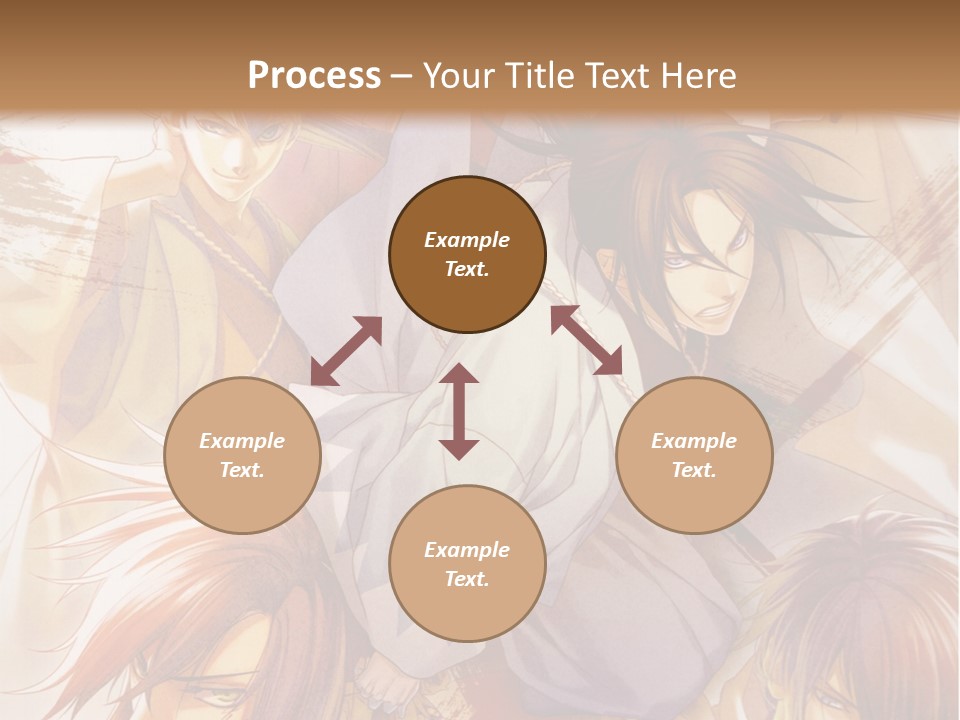 A Group Of Anime Characters On A Brown Background PowerPoint Template