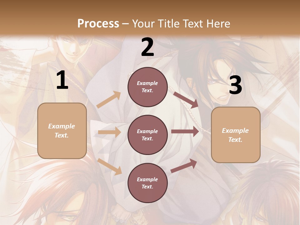 A Group Of Anime Characters On A Brown Background PowerPoint Template