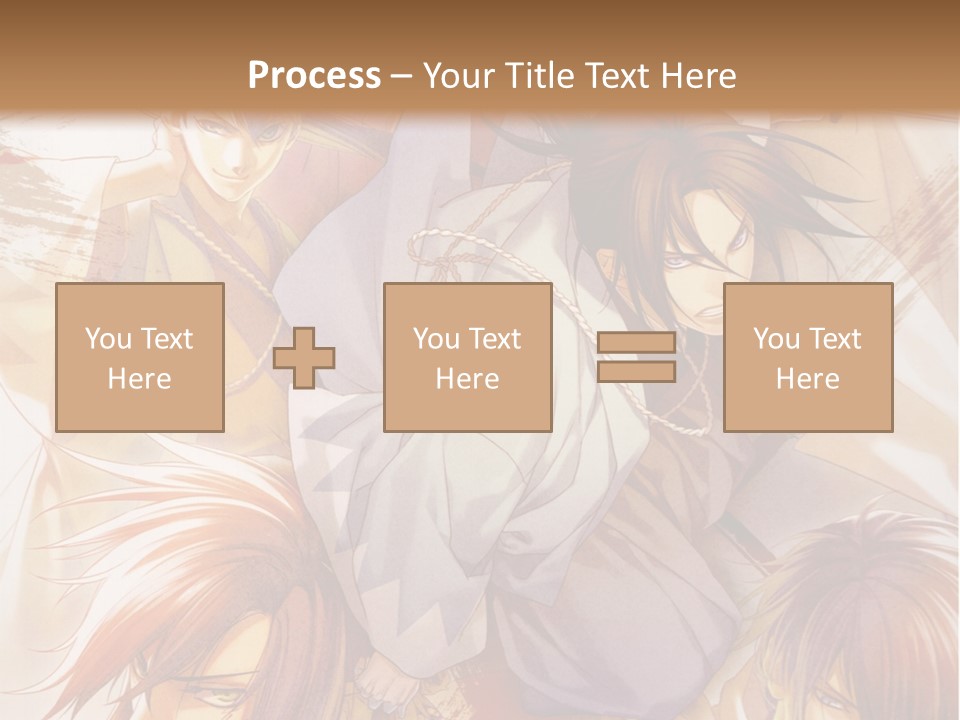 A Group Of Anime Characters On A Brown Background PowerPoint Template