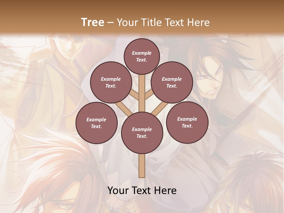 A Group Of Anime Characters On A Brown Background PowerPoint Template