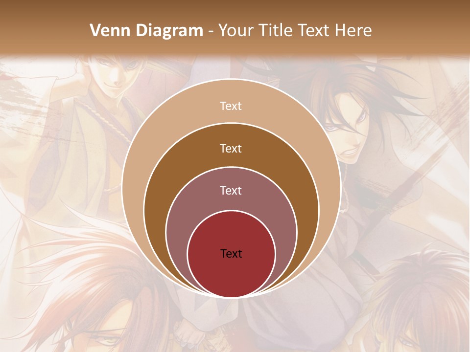A Group Of Anime Characters On A Brown Background PowerPoint Template