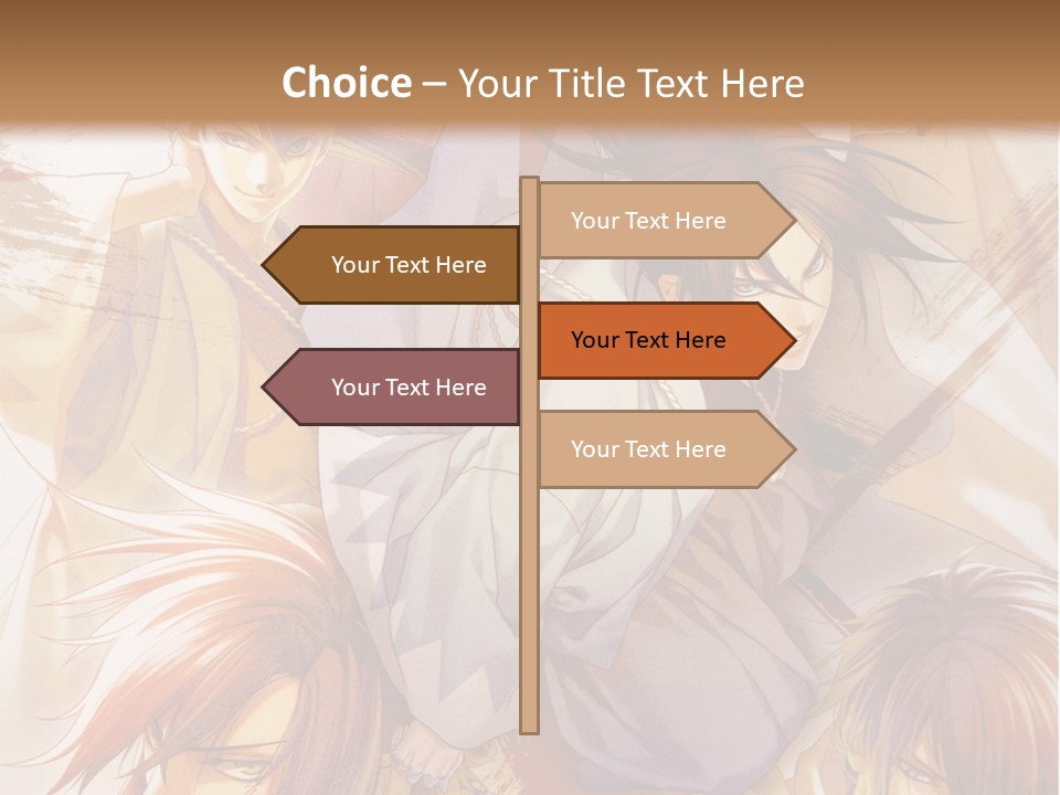 A Group Of Anime Characters On A Brown Background PowerPoint Template