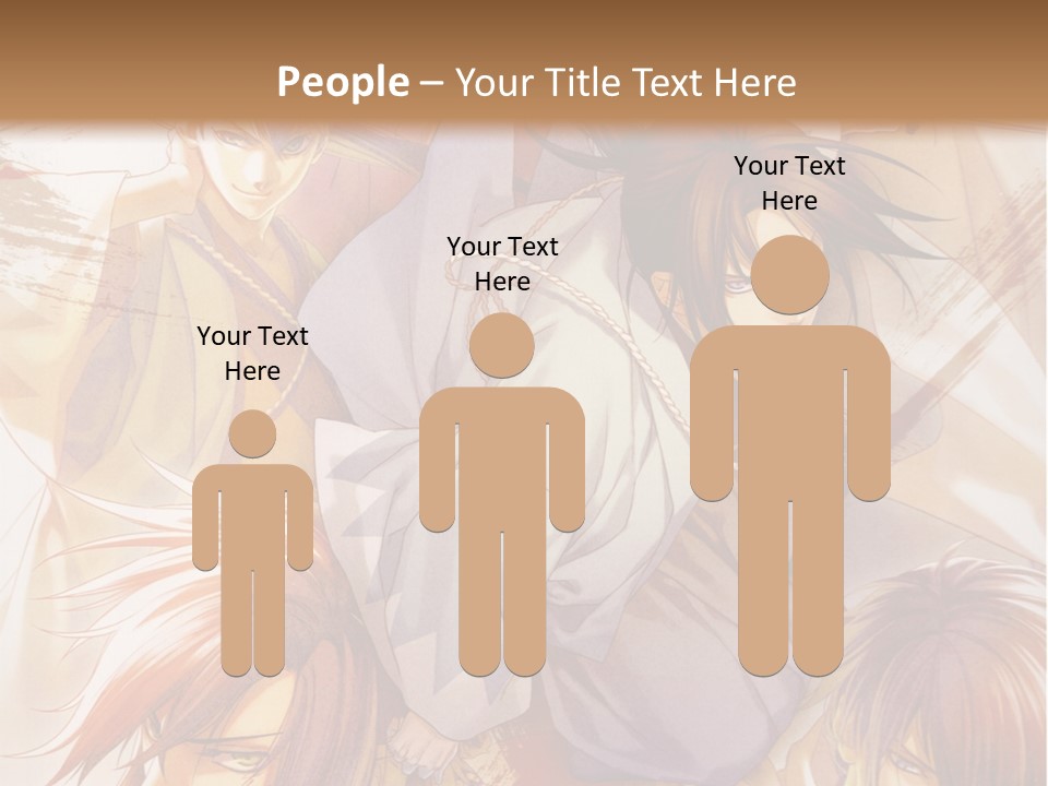 A Group Of Anime Characters On A Brown Background PowerPoint Template