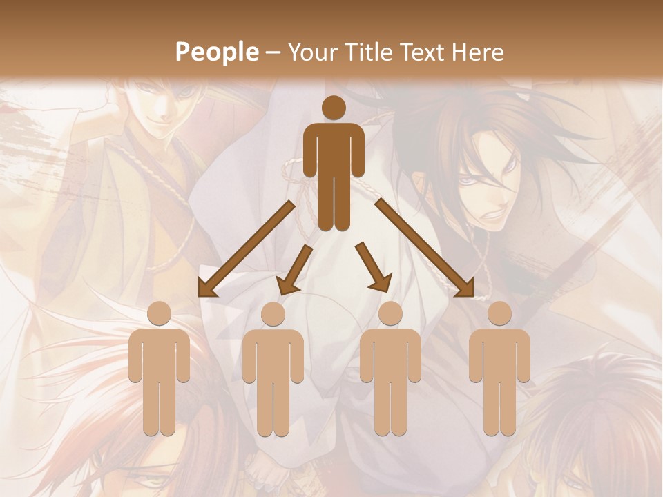 A Group Of Anime Characters On A Brown Background PowerPoint Template