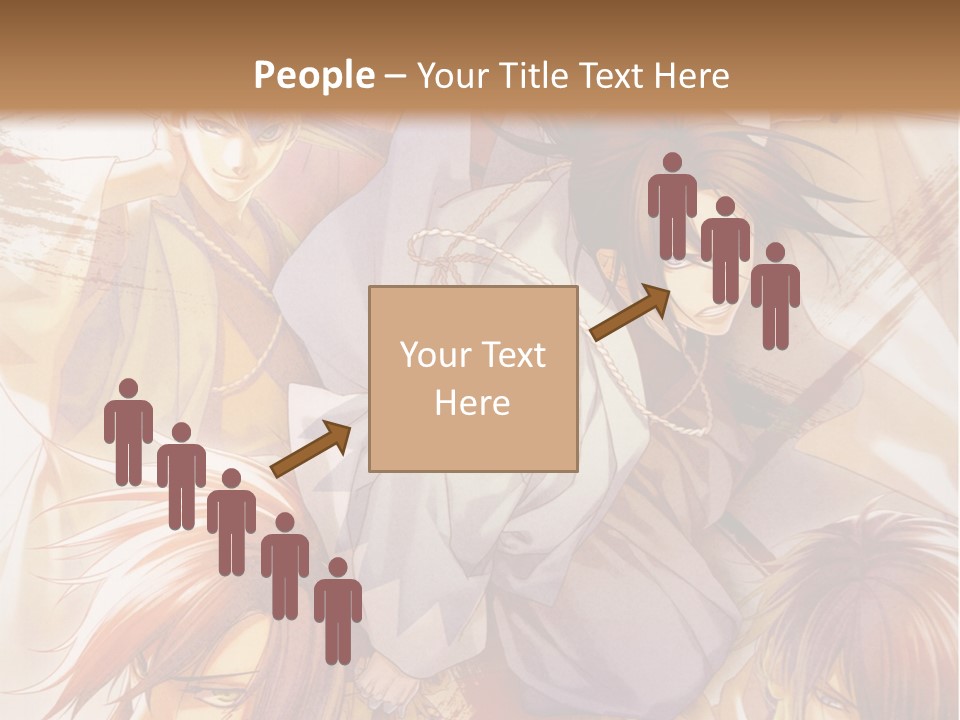A Group Of Anime Characters On A Brown Background PowerPoint Template