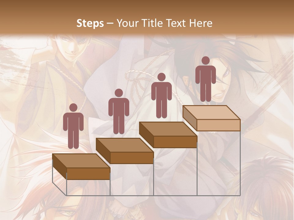 A Group Of Anime Characters On A Brown Background PowerPoint Template