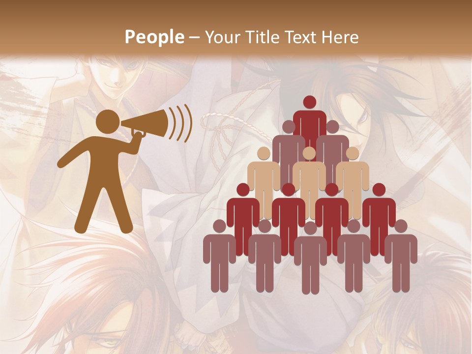 A Group Of Anime Characters On A Brown Background PowerPoint Template