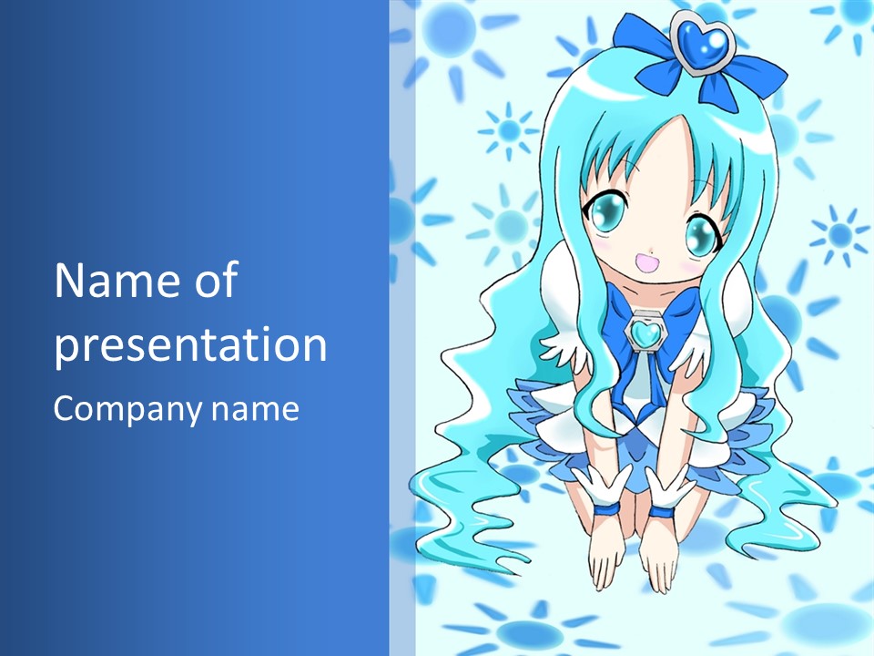 A Girl With Blue Hair Is Sitting In The Water PowerPoint Template