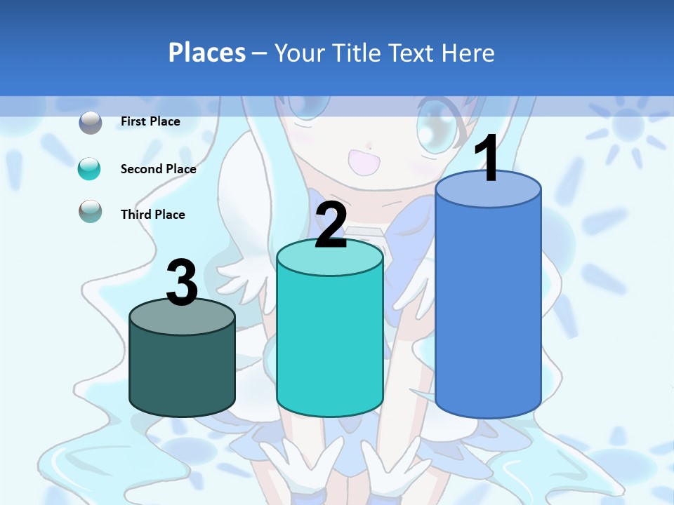 A Girl With Blue Hair Is Sitting In The Water PowerPoint Template