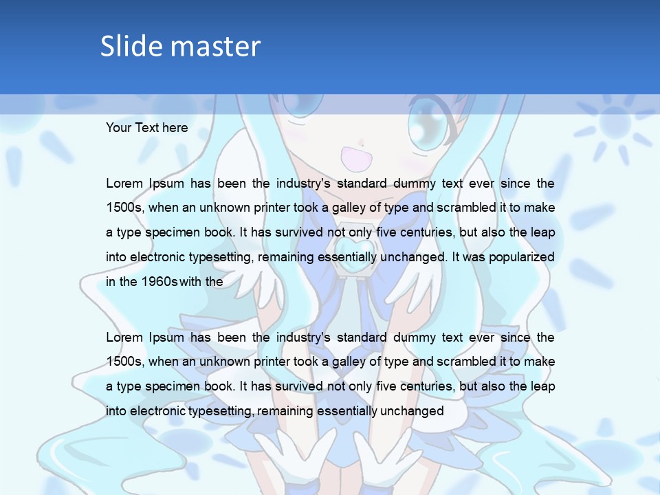 A Girl With Blue Hair Is Sitting In The Water PowerPoint Template