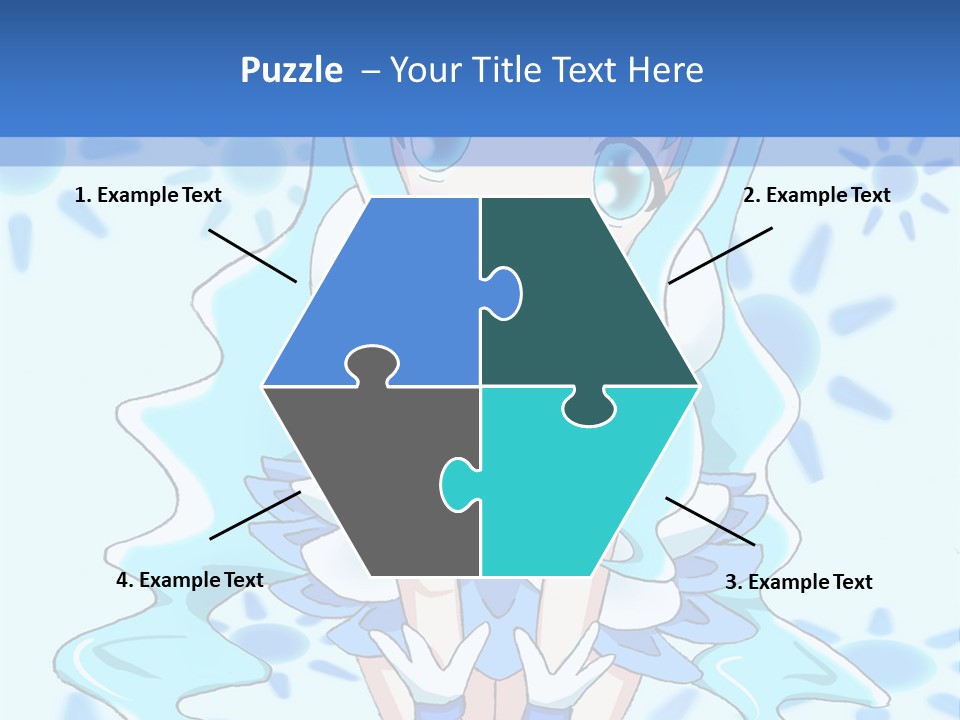 A Girl With Blue Hair Is Sitting In The Water PowerPoint Template