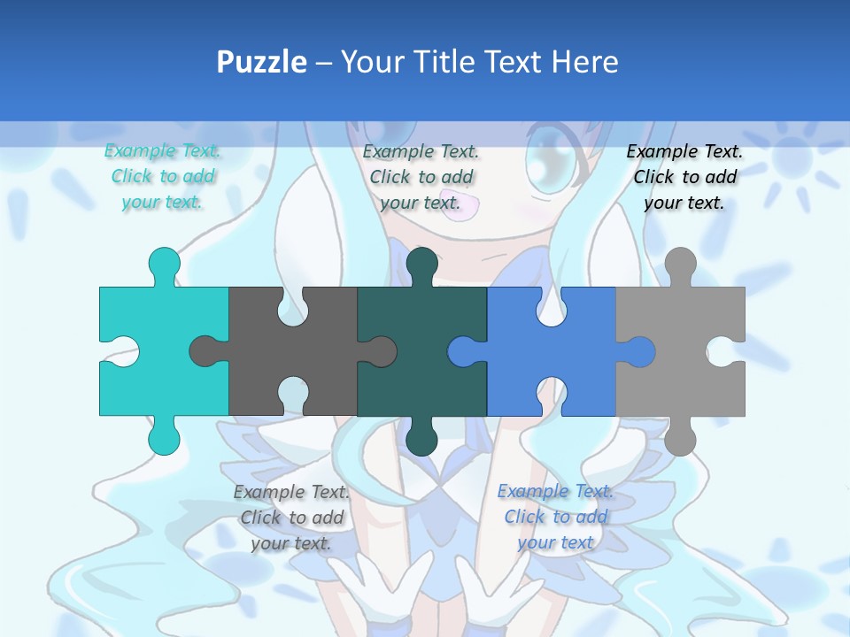 A Girl With Blue Hair Is Sitting In The Water PowerPoint Template