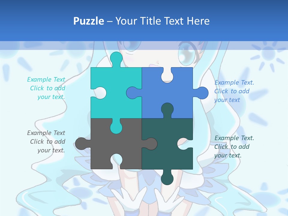 A Girl With Blue Hair Is Sitting In The Water PowerPoint Template