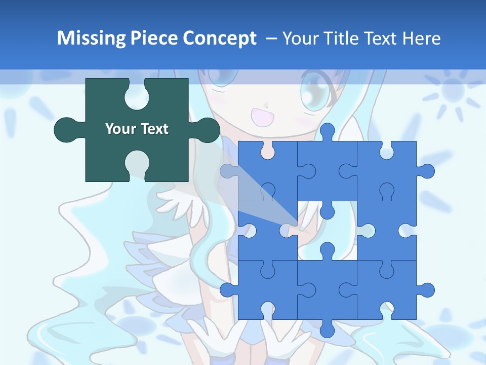 A Girl With Blue Hair Is Sitting In The Water PowerPoint Template