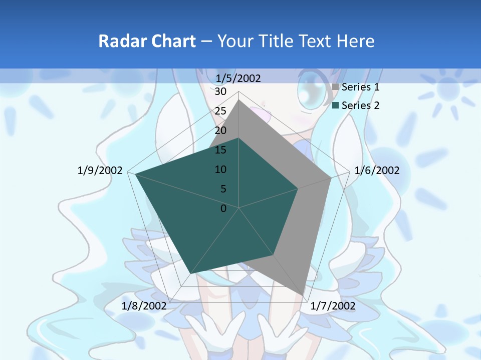 A Girl With Blue Hair Is Sitting In The Water PowerPoint Template