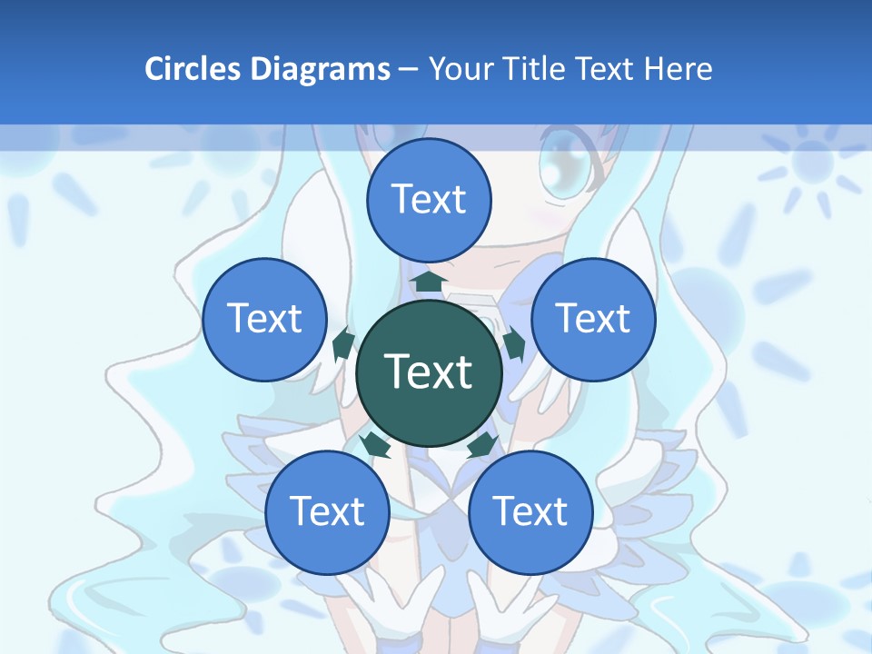 A Girl With Blue Hair Is Sitting In The Water PowerPoint Template