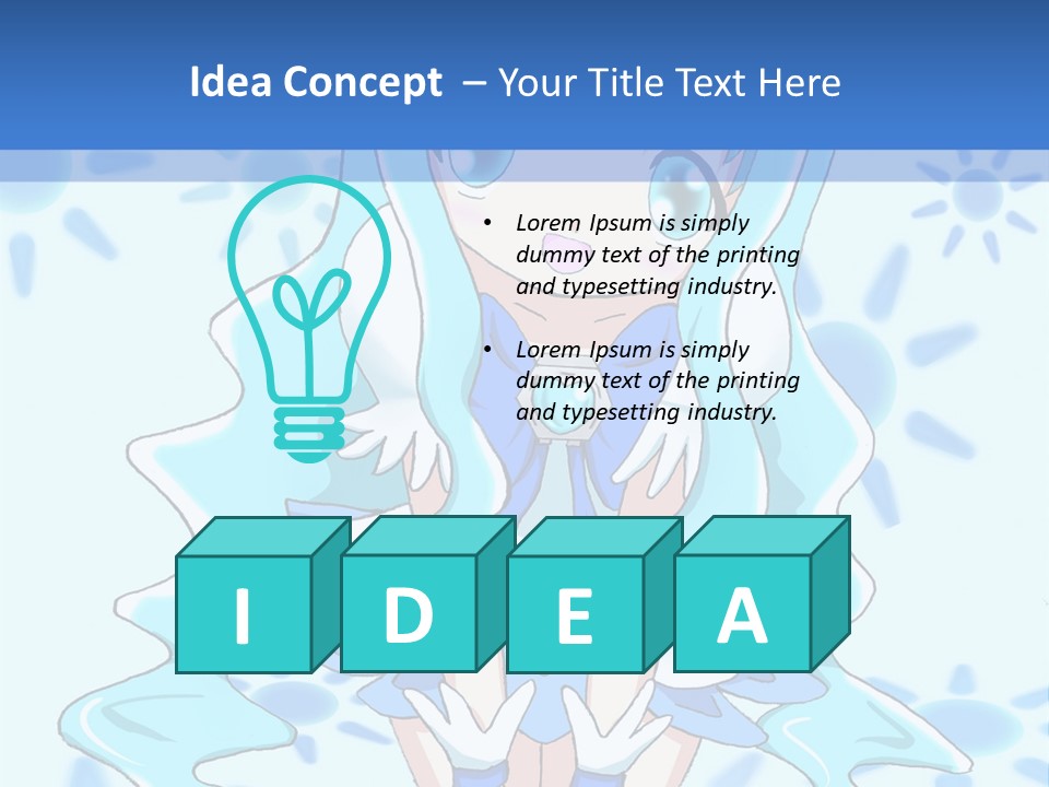 A Girl With Blue Hair Is Sitting In The Water PowerPoint Template