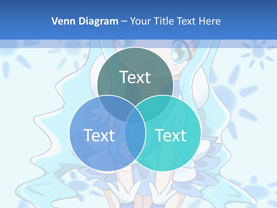 A Girl With Blue Hair Is Sitting In The Water PowerPoint Template