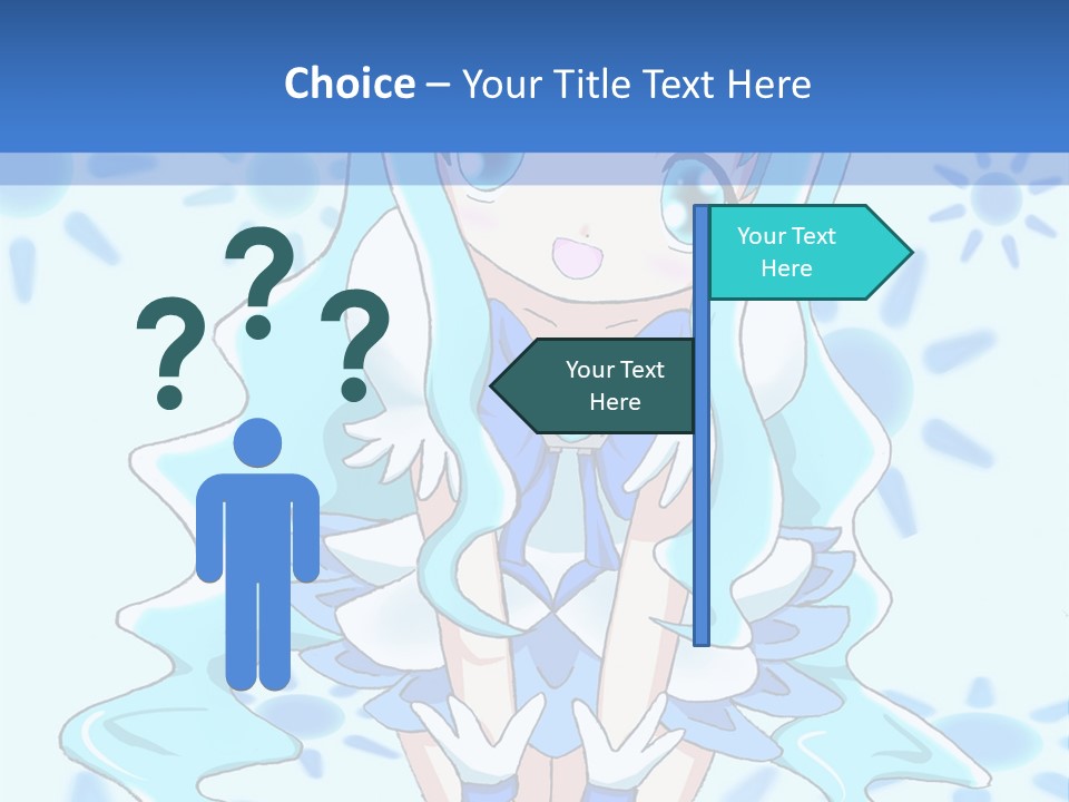A Girl With Blue Hair Is Sitting In The Water PowerPoint Template