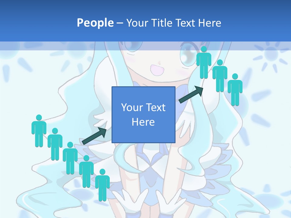 A Girl With Blue Hair Is Sitting In The Water PowerPoint Template