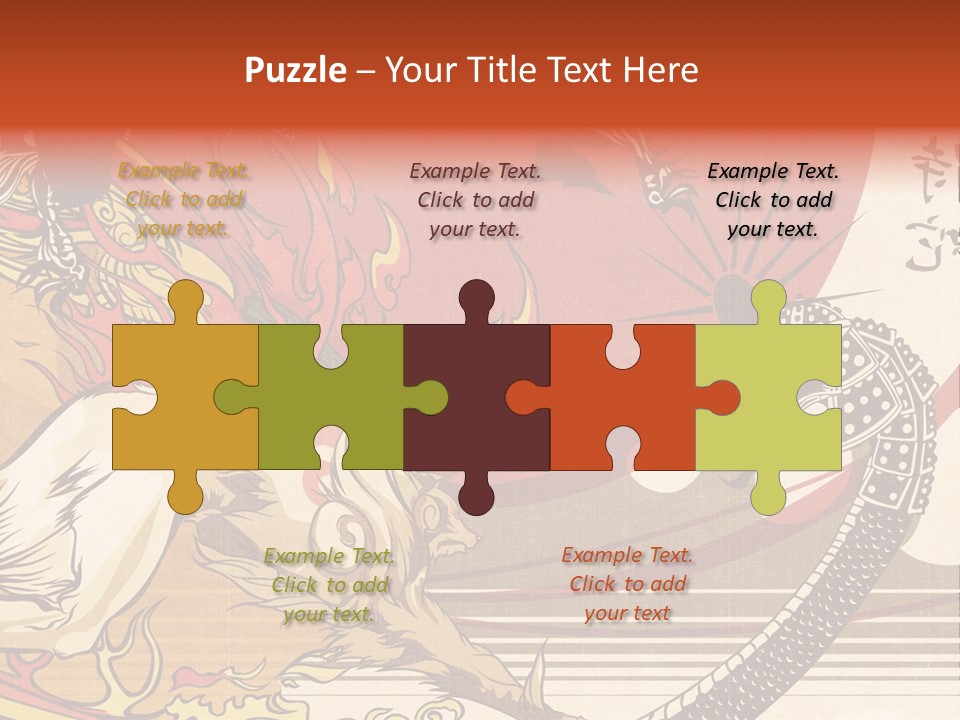 A Picture Of A Dragon And A Man On A Horse PowerPoint Template