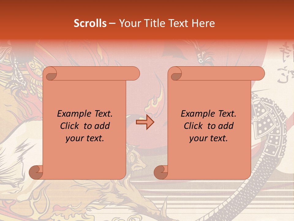 A Picture Of A Dragon And A Man On A Horse PowerPoint Template