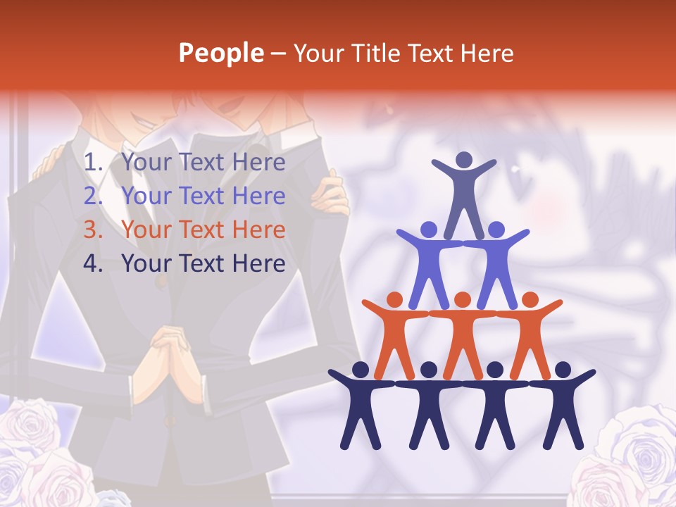 A Couple Of People That Are Standing Next To Each Other PowerPoint Template