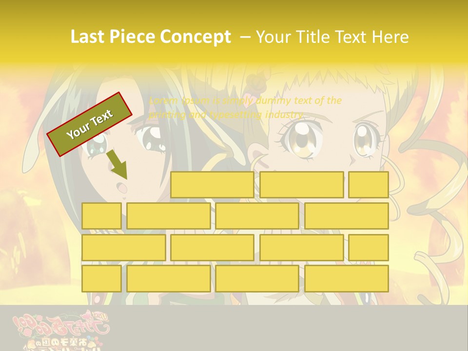 Two Anime Girls With Their Hands Together In Front Of A Yellow Background PowerPoint Template