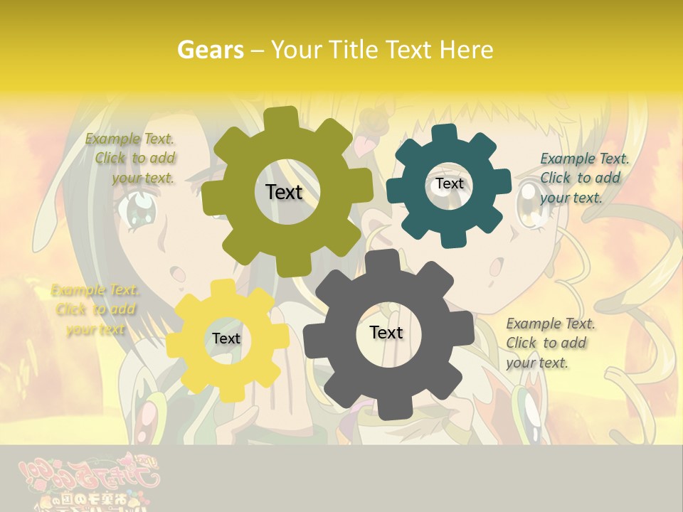 Two Anime Girls With Their Hands Together In Front Of A Yellow Background PowerPoint Template