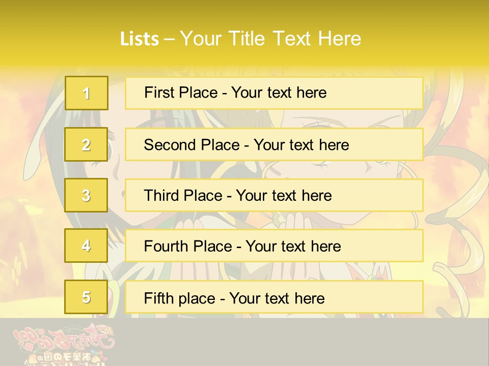 Two Anime Girls With Their Hands Together In Front Of A Yellow Background PowerPoint Template