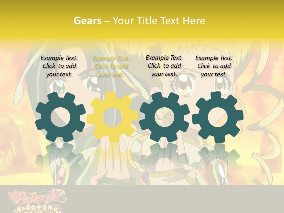 Two Anime Girls With Their Hands Together In Front Of A Yellow Background PowerPoint Template