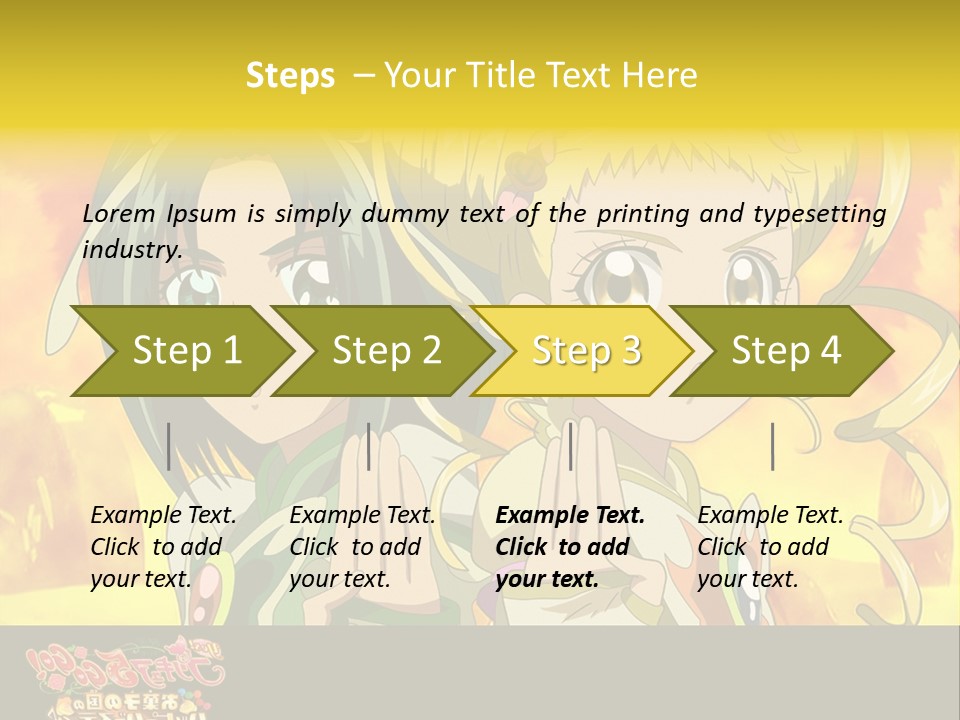 Two Anime Girls With Their Hands Together In Front Of A Yellow Background PowerPoint Template
