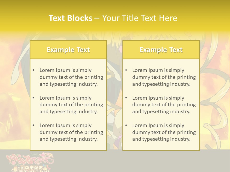 Two Anime Girls With Their Hands Together In Front Of A Yellow Background PowerPoint Template