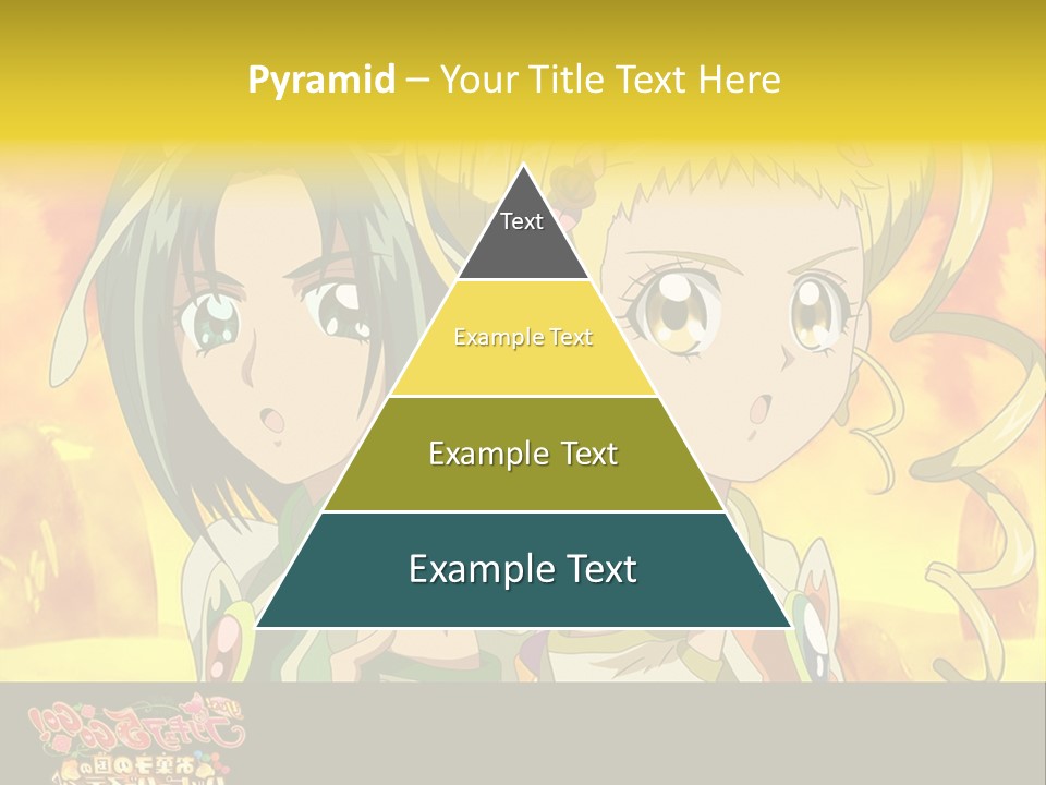 Two Anime Girls With Their Hands Together In Front Of A Yellow Background PowerPoint Template