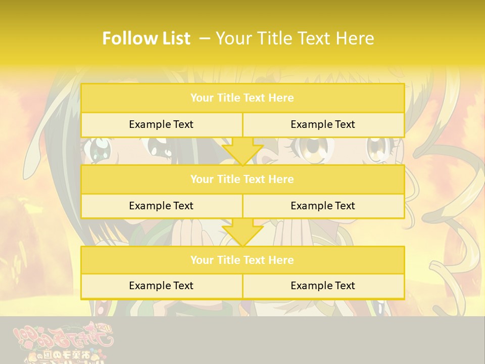 Two Anime Girls With Their Hands Together In Front Of A Yellow Background PowerPoint Template
